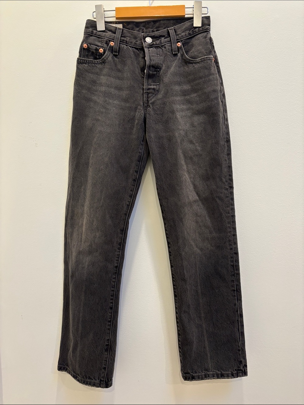 Levi's 501 Washed Black Straight-Leg Jeans, W23, L30